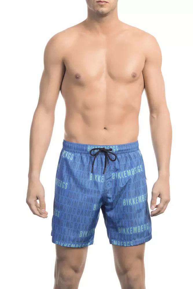  - Blue Polyester Men Swim Shorts