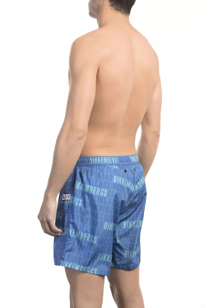  - Blue Polyester Men Swim Shorts