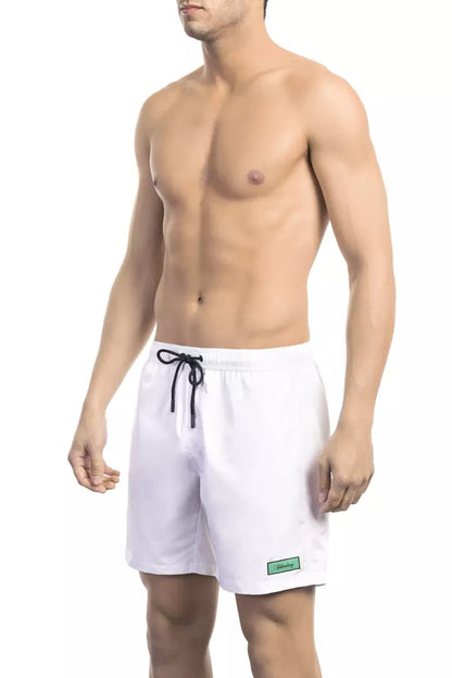  - White Polyester Men Swim Short