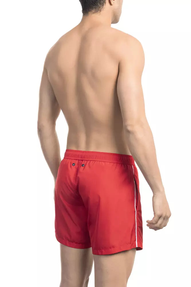 Red Polyester Men Swim Short - The Luxe Alliance