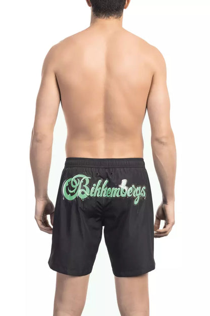  - Black Polyester Men Swim Short