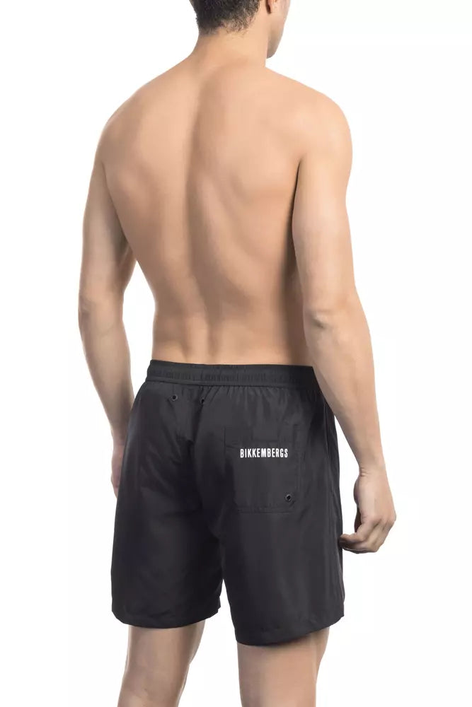  - Black Polyester Men Swim Short