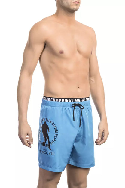  - Light Blue Polyester Men Swim Short