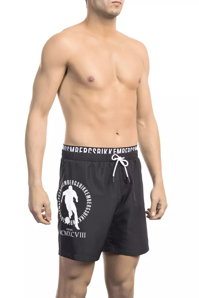  - Black Polyester Men Swim Short