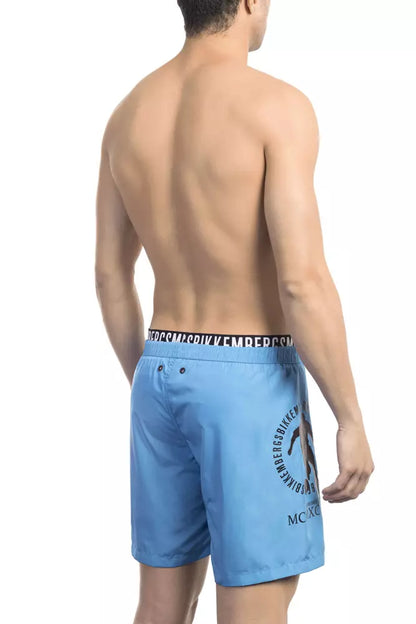  - Light Blue Polyester Men Swim Short