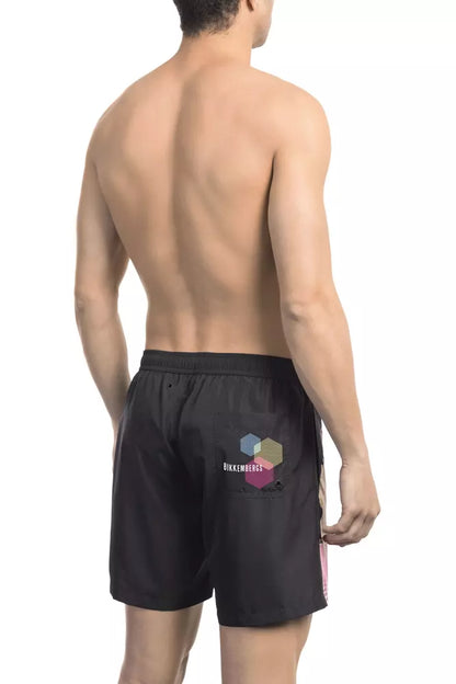  - Black Polyester Men Swim Short