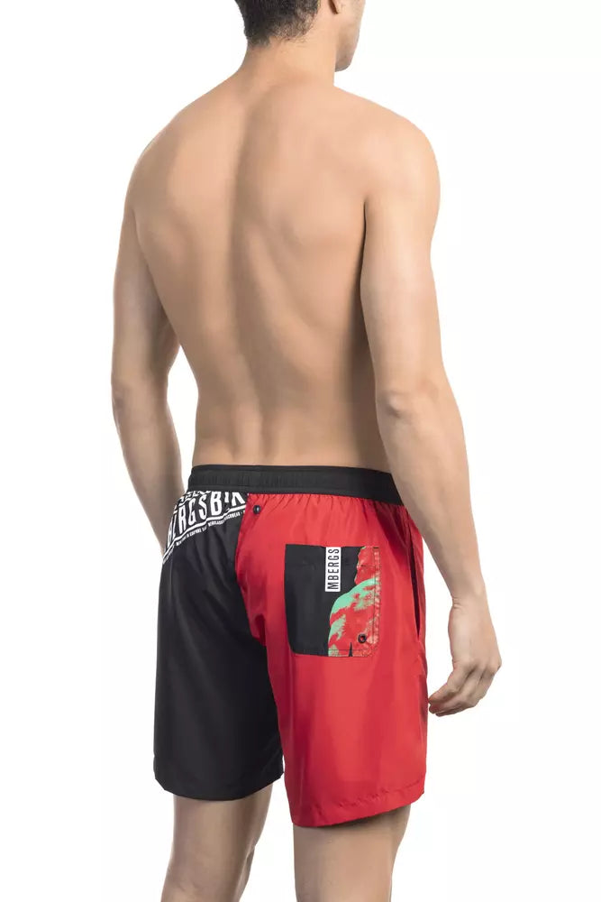  - Red Polyester Men Swim Short