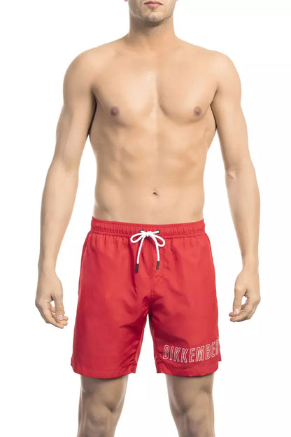  - Red Polyester Men Swim Short