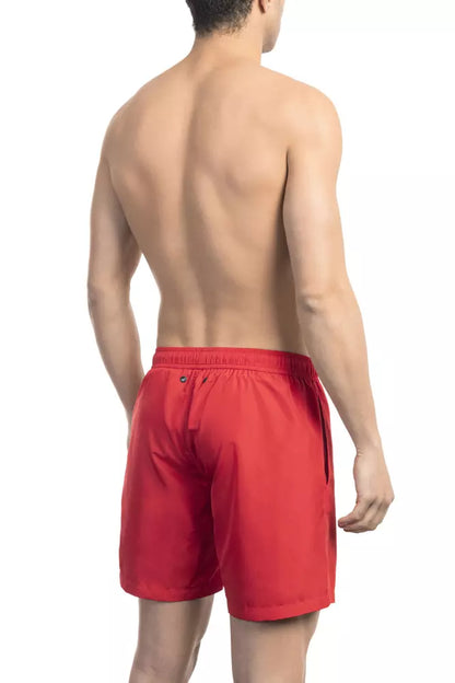  - Red Polyester Men Swim Short