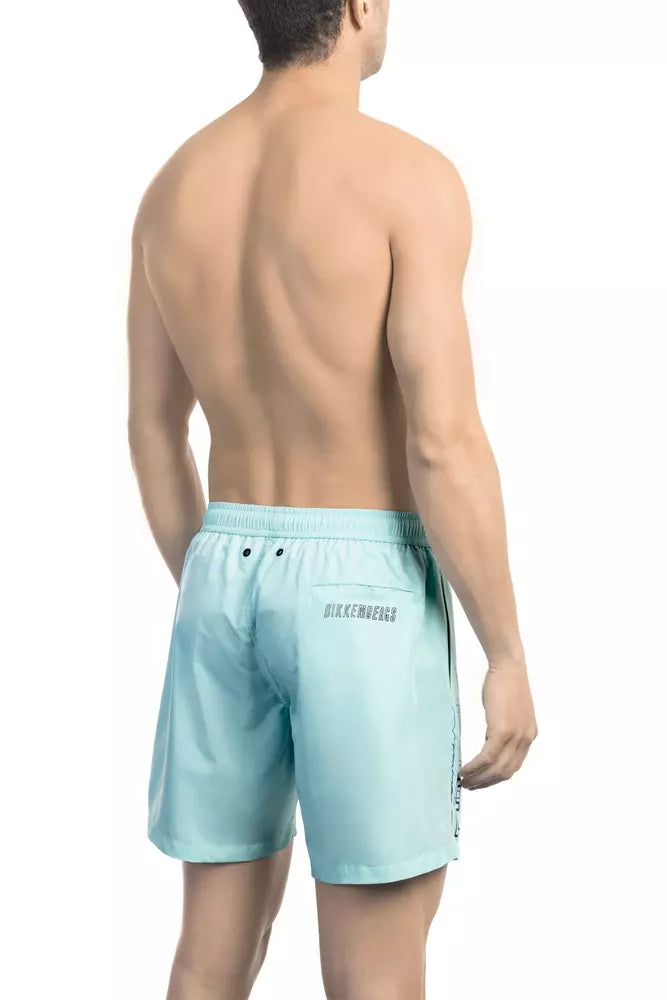  - Light Blue Polyester Men Swim Short