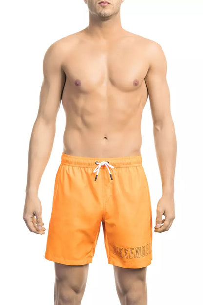  - Orange Polyester Men Swim Short