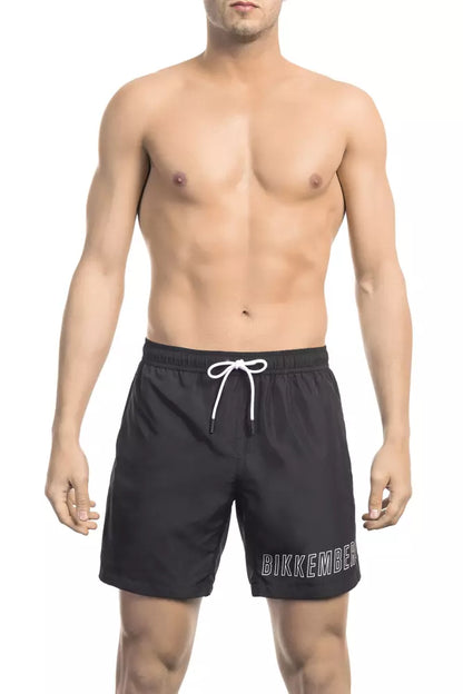  - Black Polyester Men Swim Short