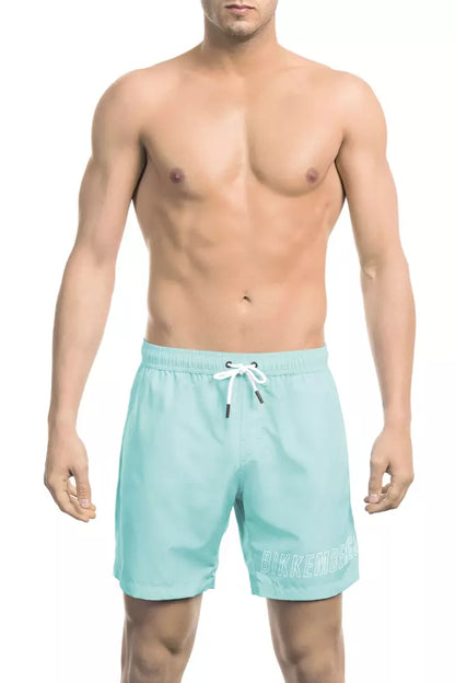  - Light Blue Polyester Men Swim Short