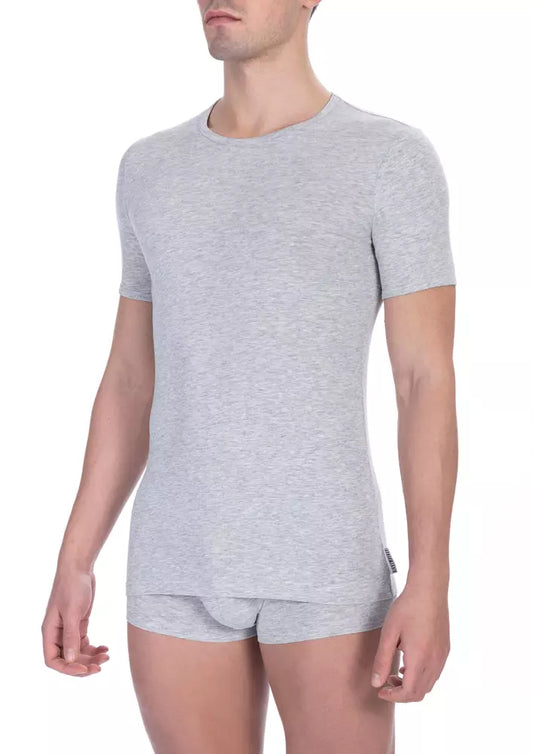  - Gray Cotton Men T-Shirt