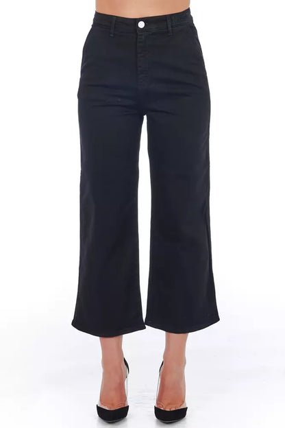  - Black Cotton Women Cropped Pant