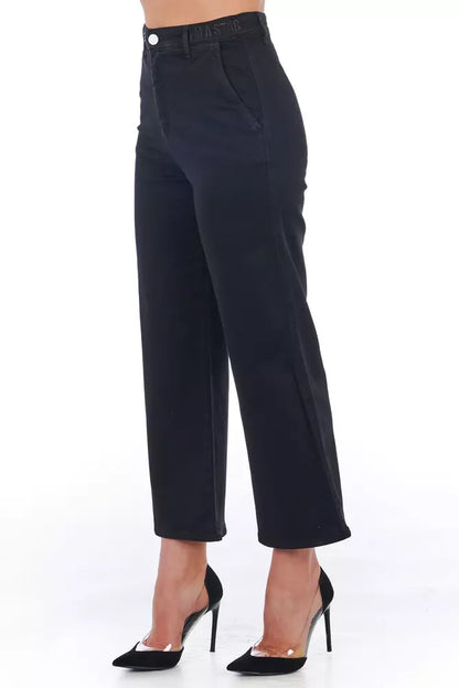  - Black Cotton Women Cropped Pant