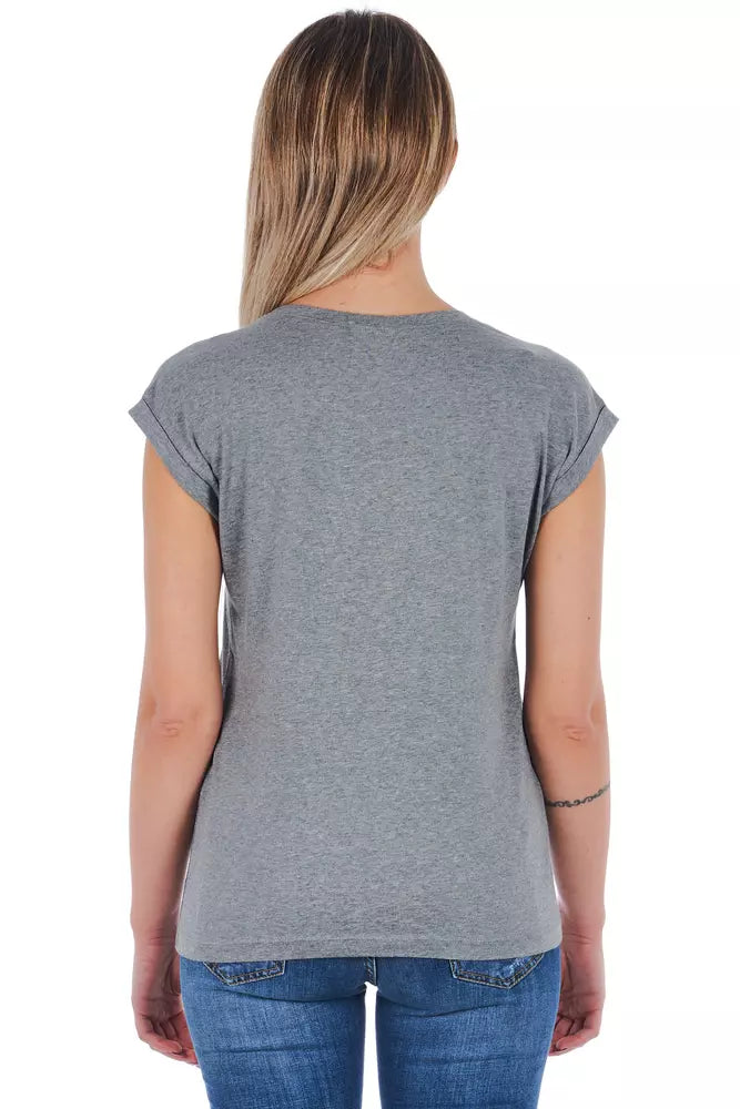  - Gray Cotton Women T-Shirt