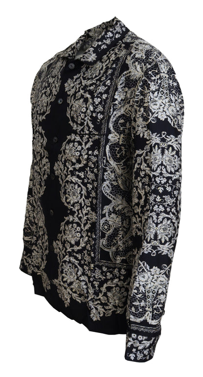  - Elegant Satin Floral Baroque Shirt