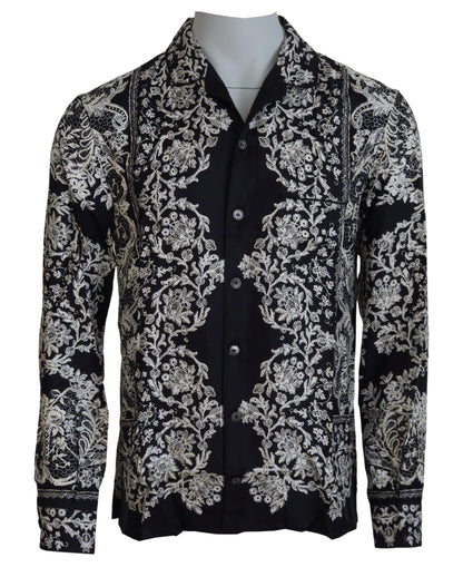  - Elegant Satin Floral Baroque Shirt