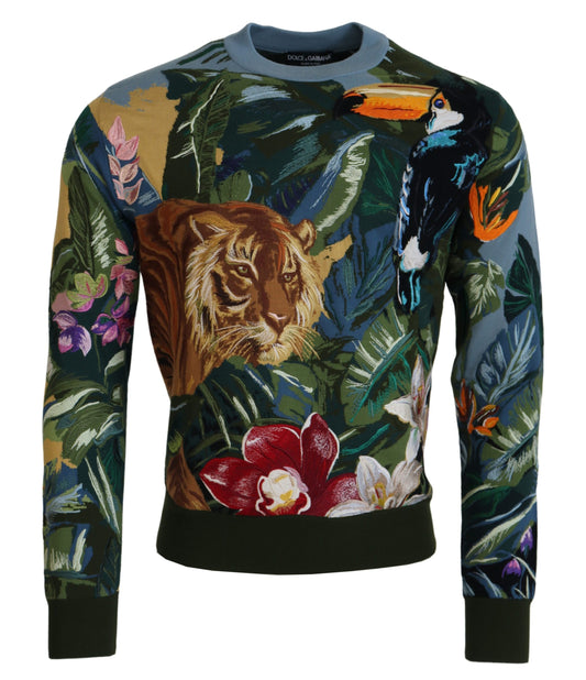  - Jungle Embroidered Wool-Silk Sweater