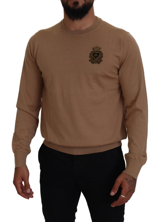 Beige Cashmere Crewneck Pullover Sweater - The Luxe Alliance