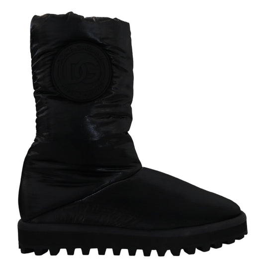  - Elegant Mid-Calf Boots in Black Polyester