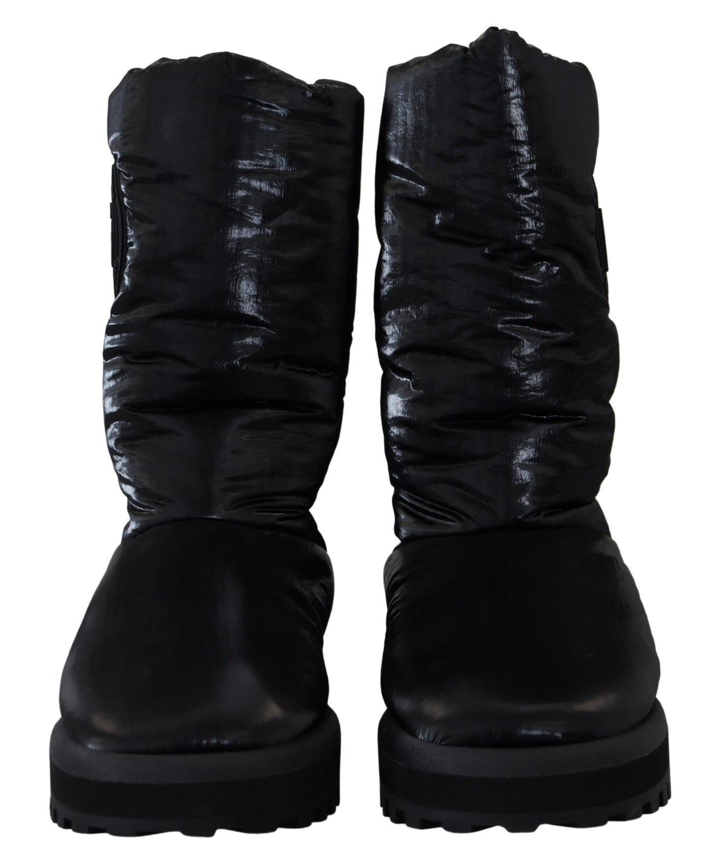  - Elegant Mid-Calf Boots in Black Polyester