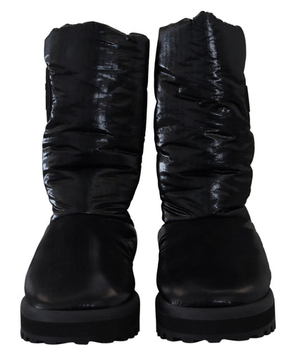  - Elegant Mid-Calf Boots in Black Polyester