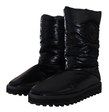  - Elegant Mid-Calf Boots in Black Polyester