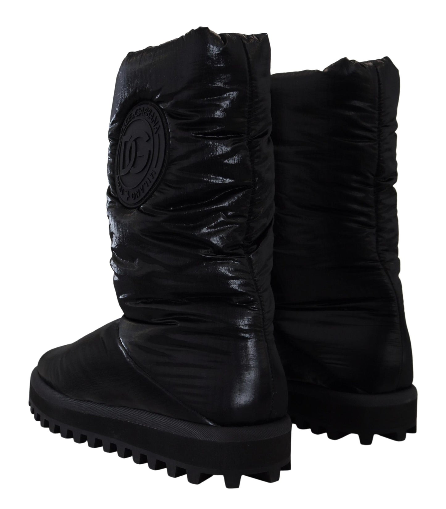  - Elegant Mid-Calf Boots in Black Polyester