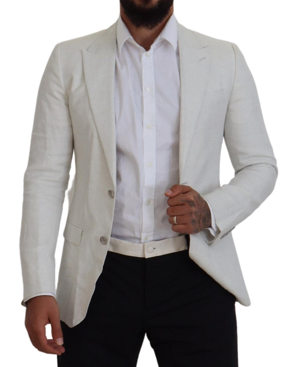  - Elegant White Sicilia Single Breasted Blazer