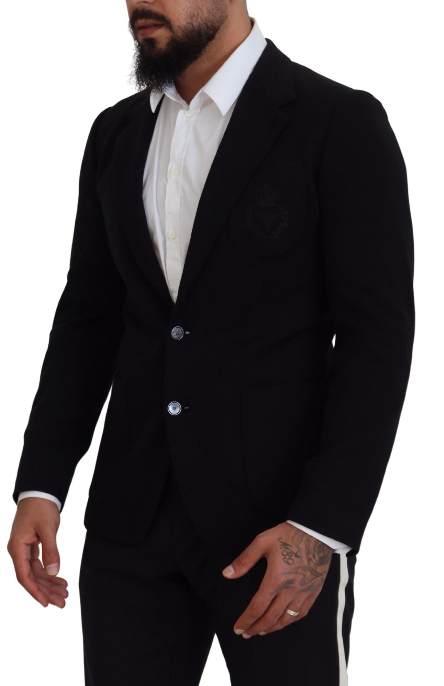  - Elegant Single Breasted Black Wool Blazer