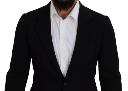  - Elegant Single Breasted Black Wool Blazer