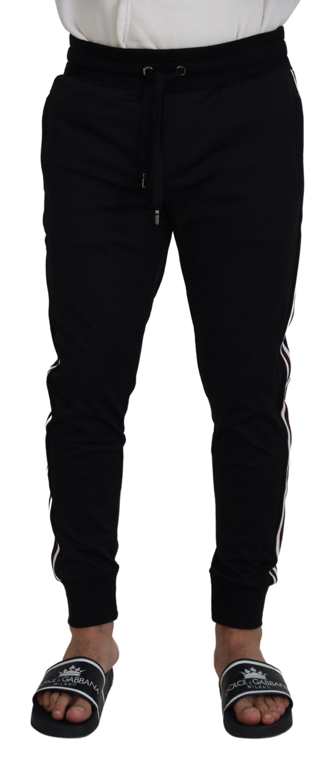 Chic Black Cotton Designer Trousers