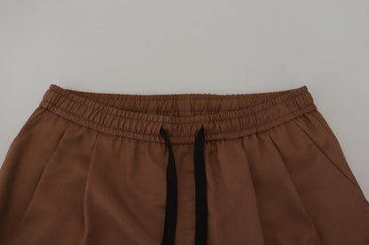  - Chic Brown Cashmere-Silk Jogger Pants