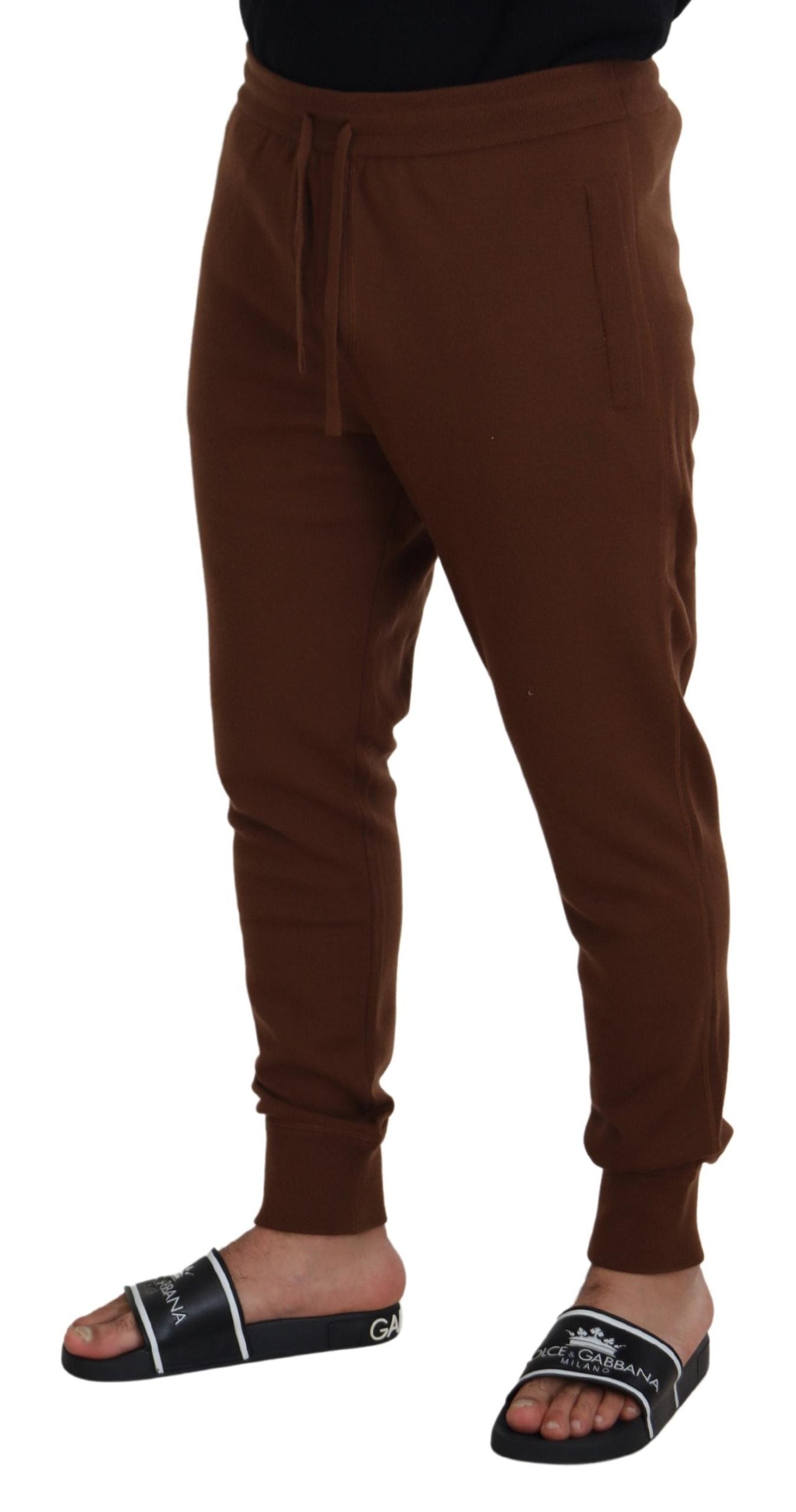  - Elegant Brown Cashmere Jogger Pants