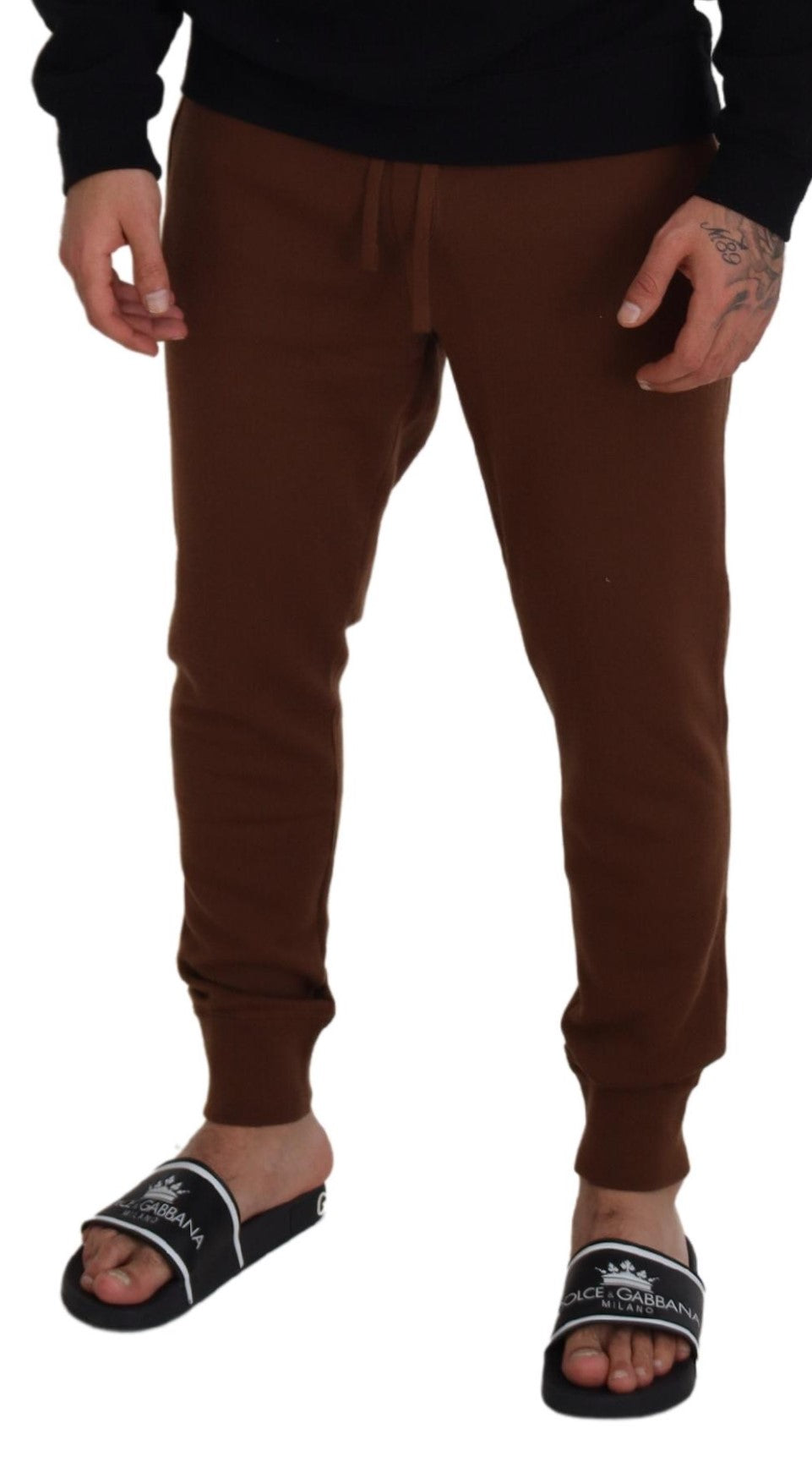  - Elegant Brown Cashmere Jogger Pants