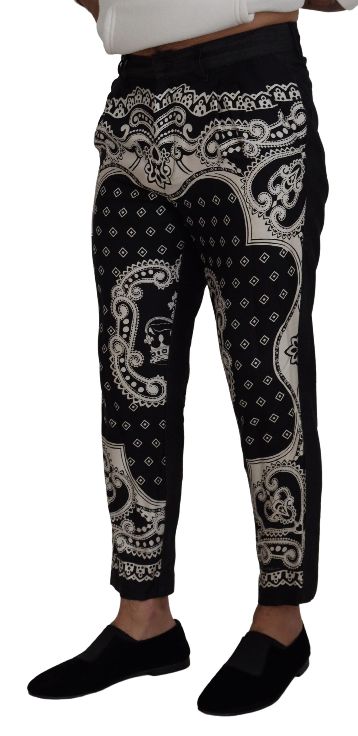  - Elegant Bandana Print Silk-Cotton Pants