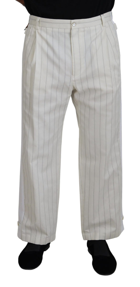  - Elegant White Striped MainLine Trousers