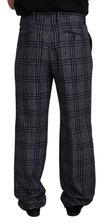  - Elegant Gray Checkered Alpaca Blend Pants