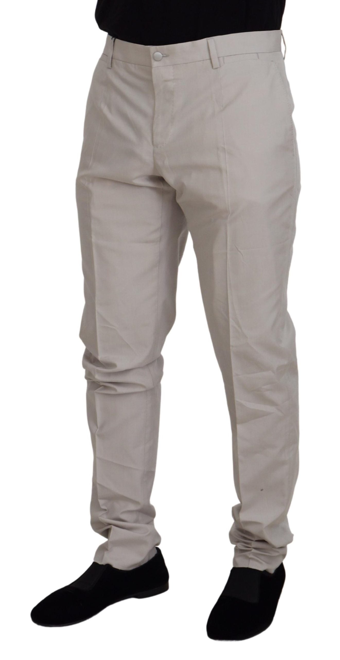  - Elegant Off White Silk Blend Trousers