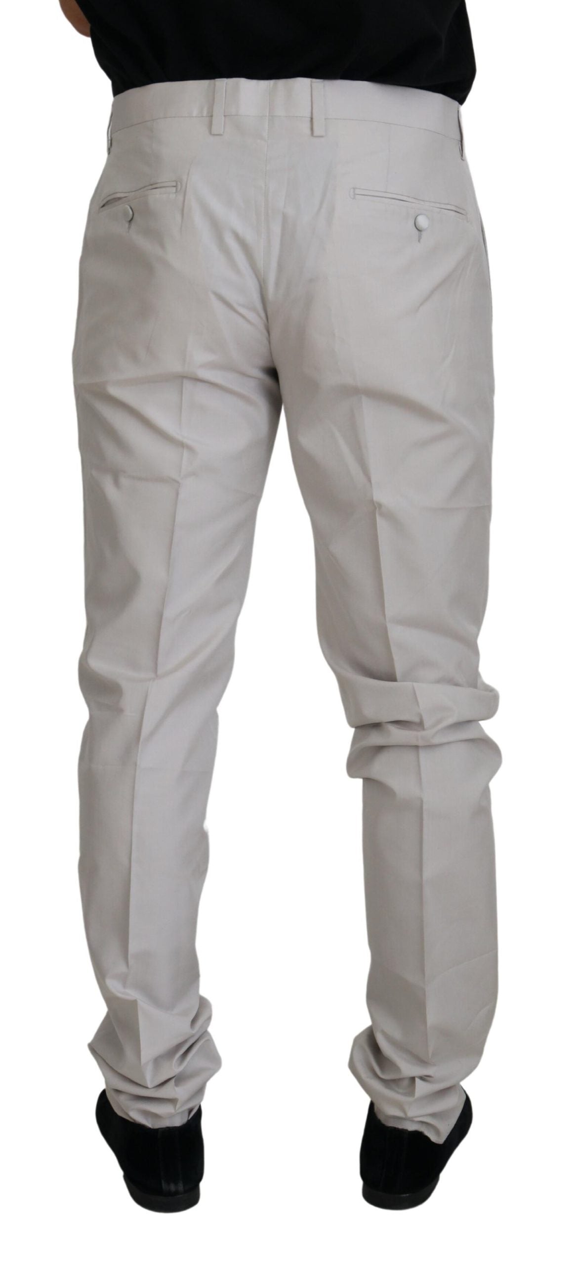 Elegant Off White Silk Blend Trousers