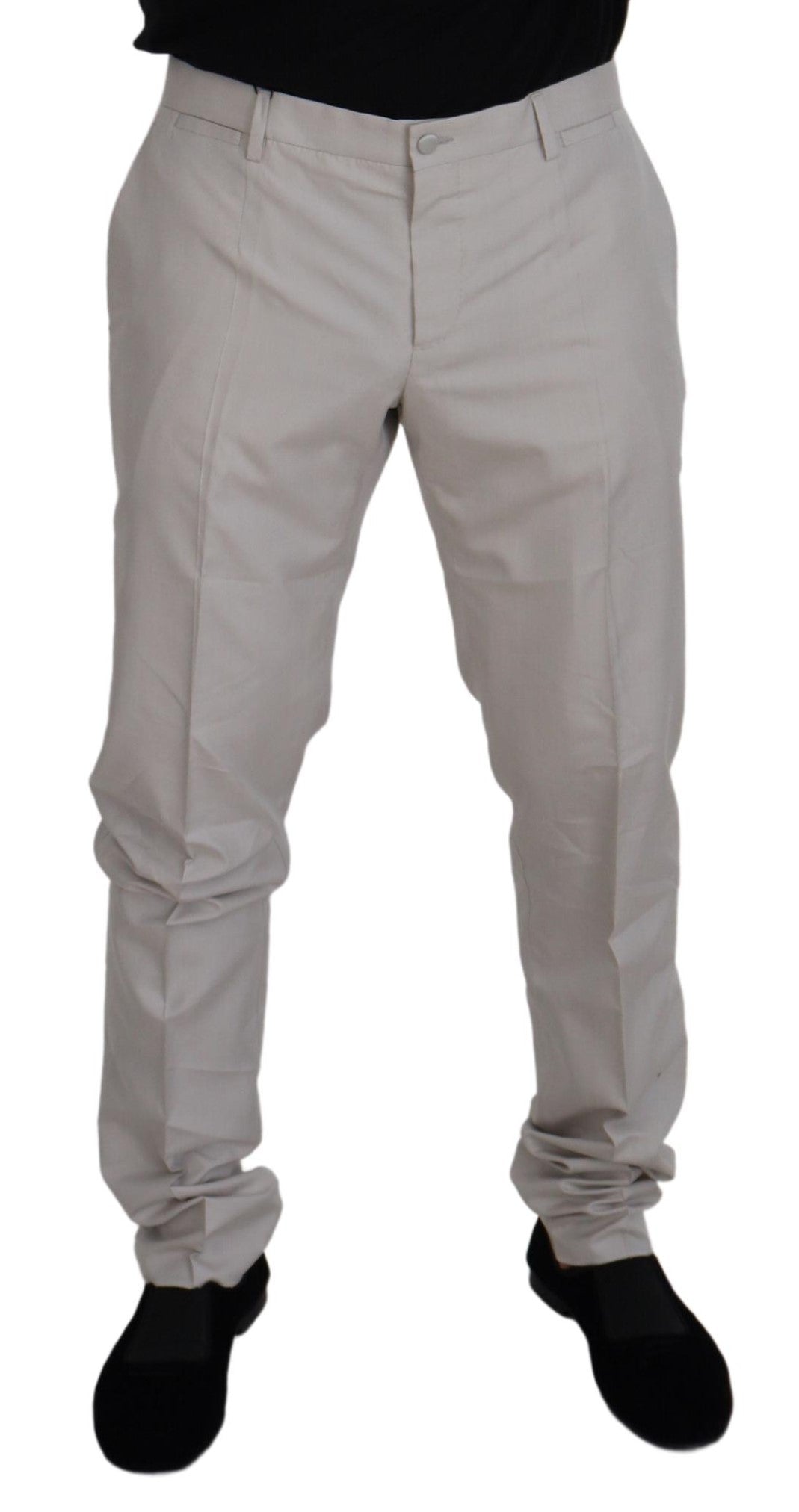  - Elegant Off White Silk Blend Trousers