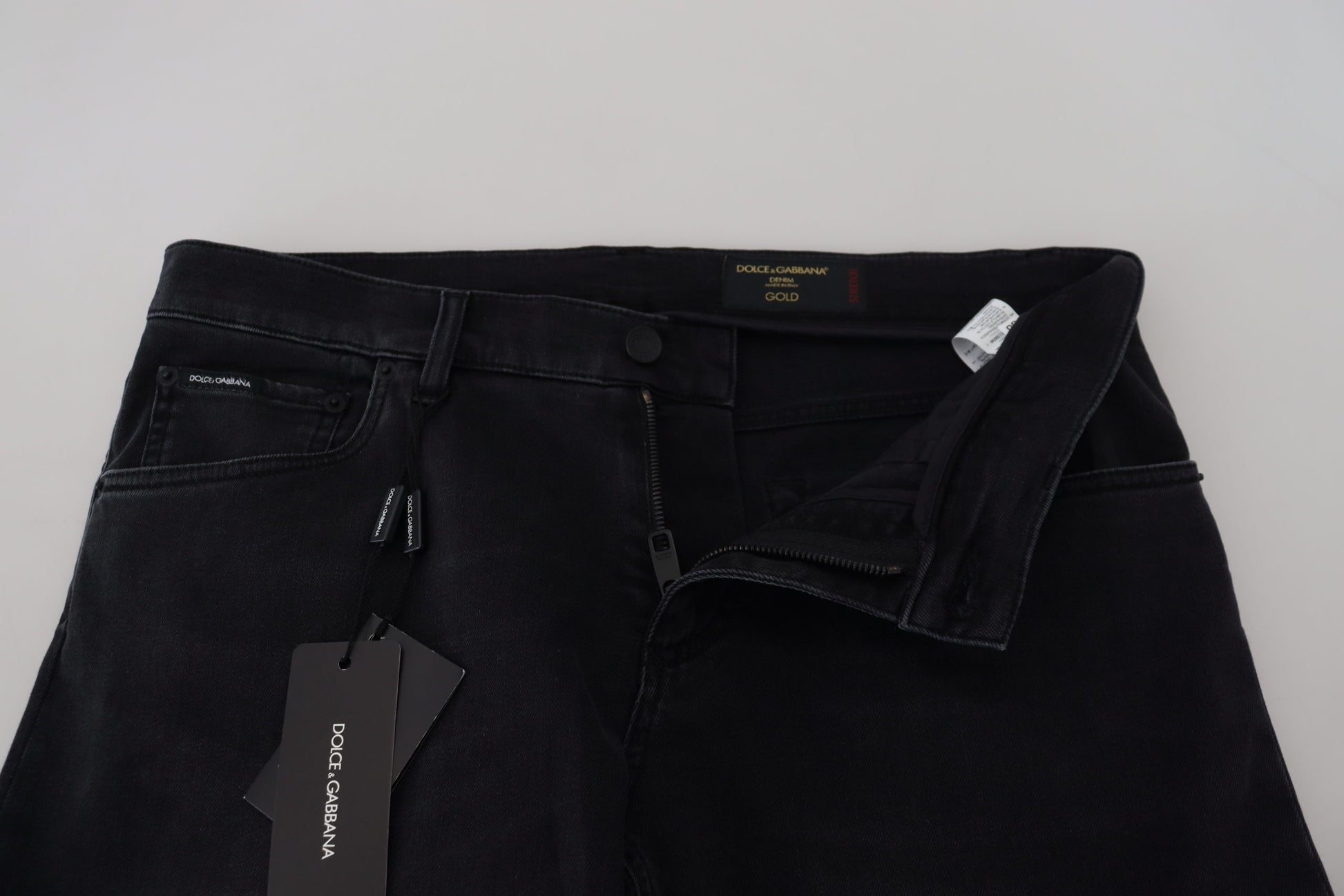 Sleek Black Cotton Blend Denim Pants