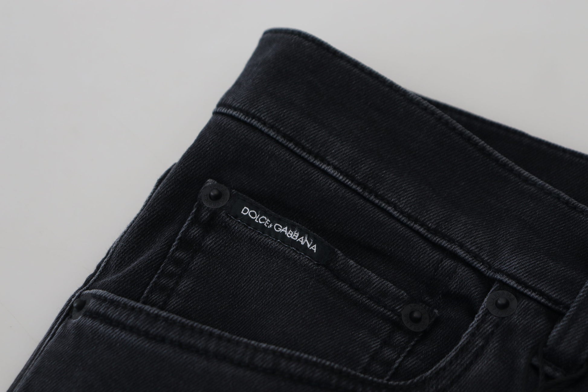 Sleek Black Cotton Blend Denim Pants