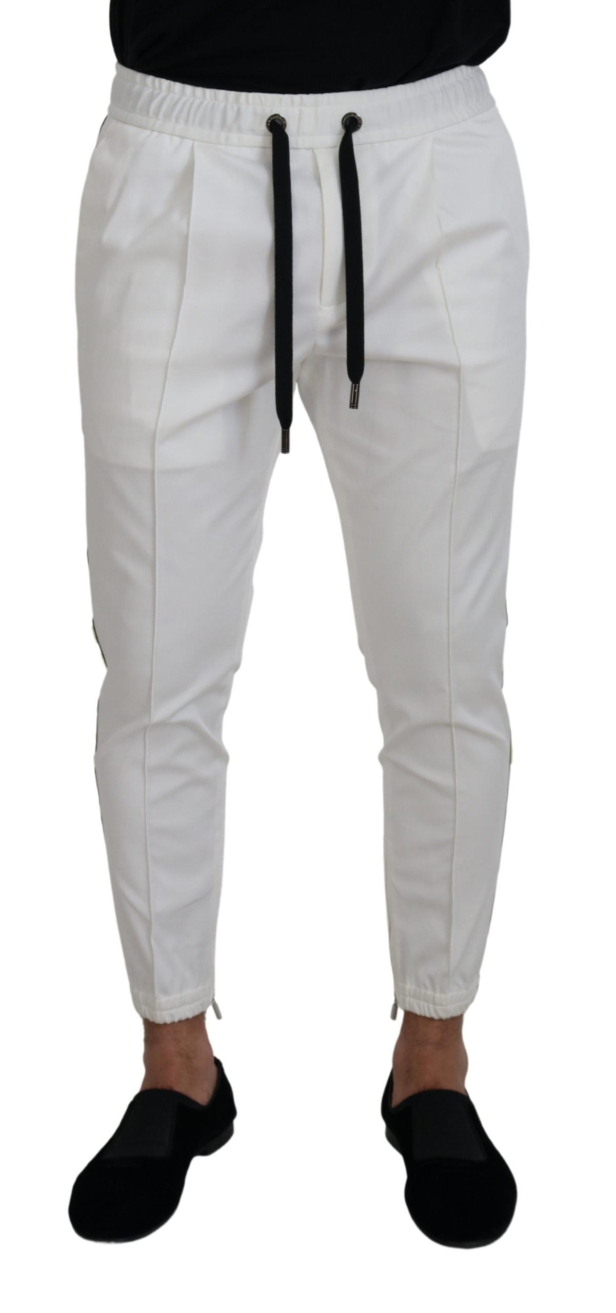  - Elegant White Cotton Jogger Pants