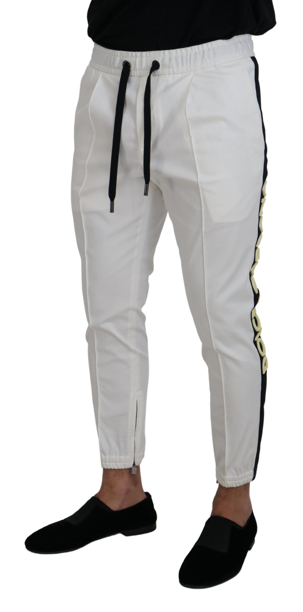  - Elegant White Cotton Jogger Pants