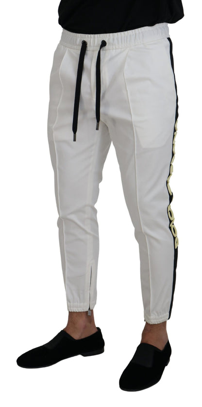  - Elegant White Cotton Jogger Pants