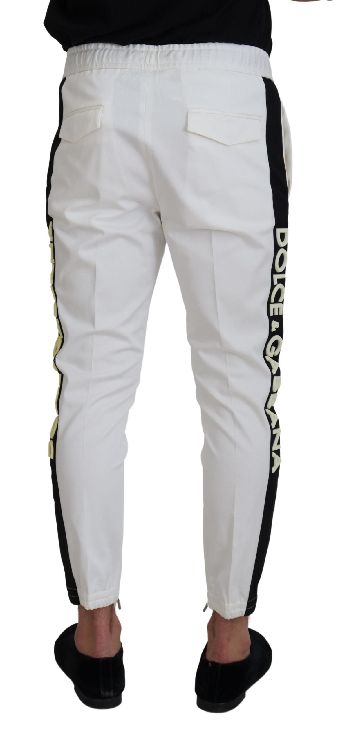  - Elegant White Cotton Jogger Pants