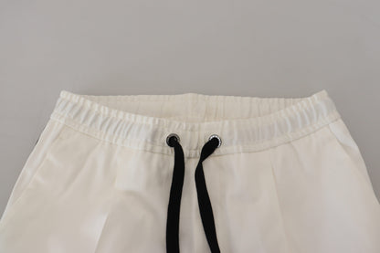  - Elegant White Cotton Jogger Pants